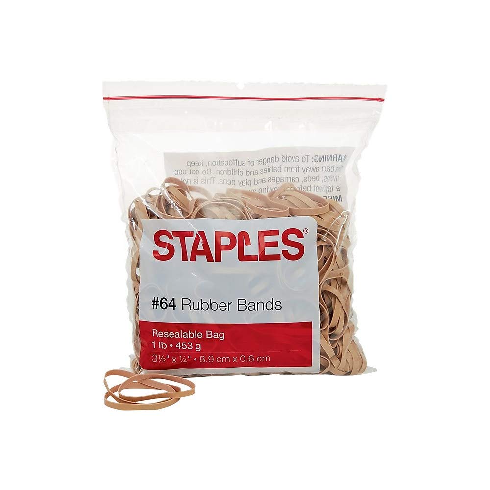 Staples Economy Rubber Bands, Size #64, 3-1/2 X 1/4-Inches, 1-Pound Bag