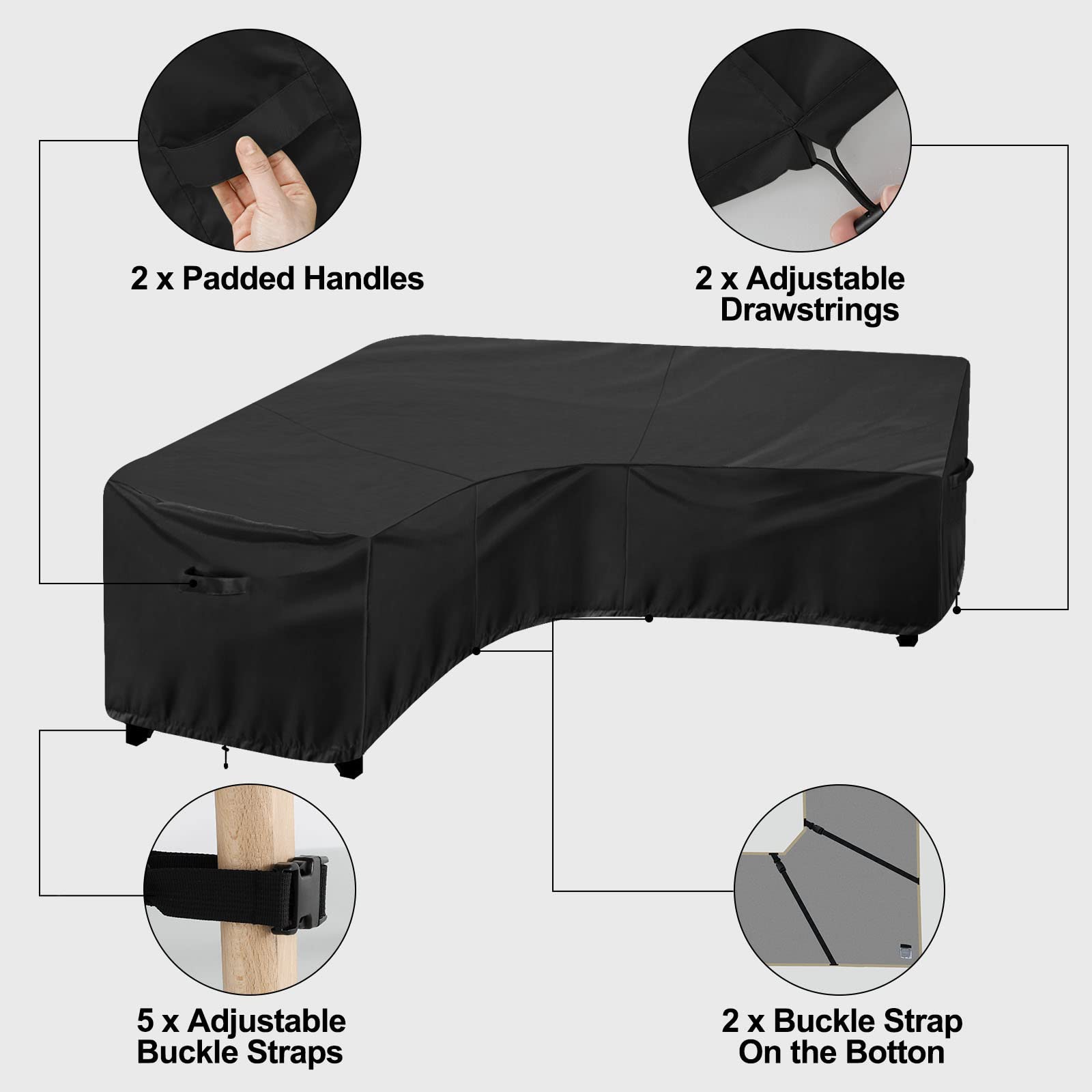 Outdoorlines Waterproof Outdoor Patio Sectional Cover - Uv Resistant & Windproof V-Shaped Patio Furniture Covers For Deck, Lawn And Backyard, 420D Heavy Duty Couch Cover 89' L (On Each Side) Black