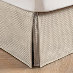 Miye Pleated Waffle Weave Bed Skirt, Tailored Dust Ruffle 14 Inch Drop Easy Fit, Machine Washable (Cream, Full - 14'' Drop)