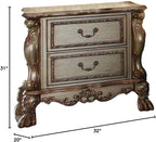 20 X 32 X 31 Gold Patina Bone Wood Poly Resin Nightstand