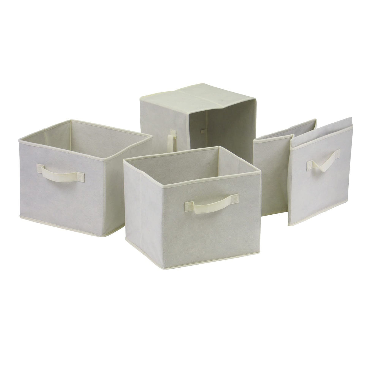 Winsome Beige Capri Foldable Fabric Storage Baskets Set Of 4