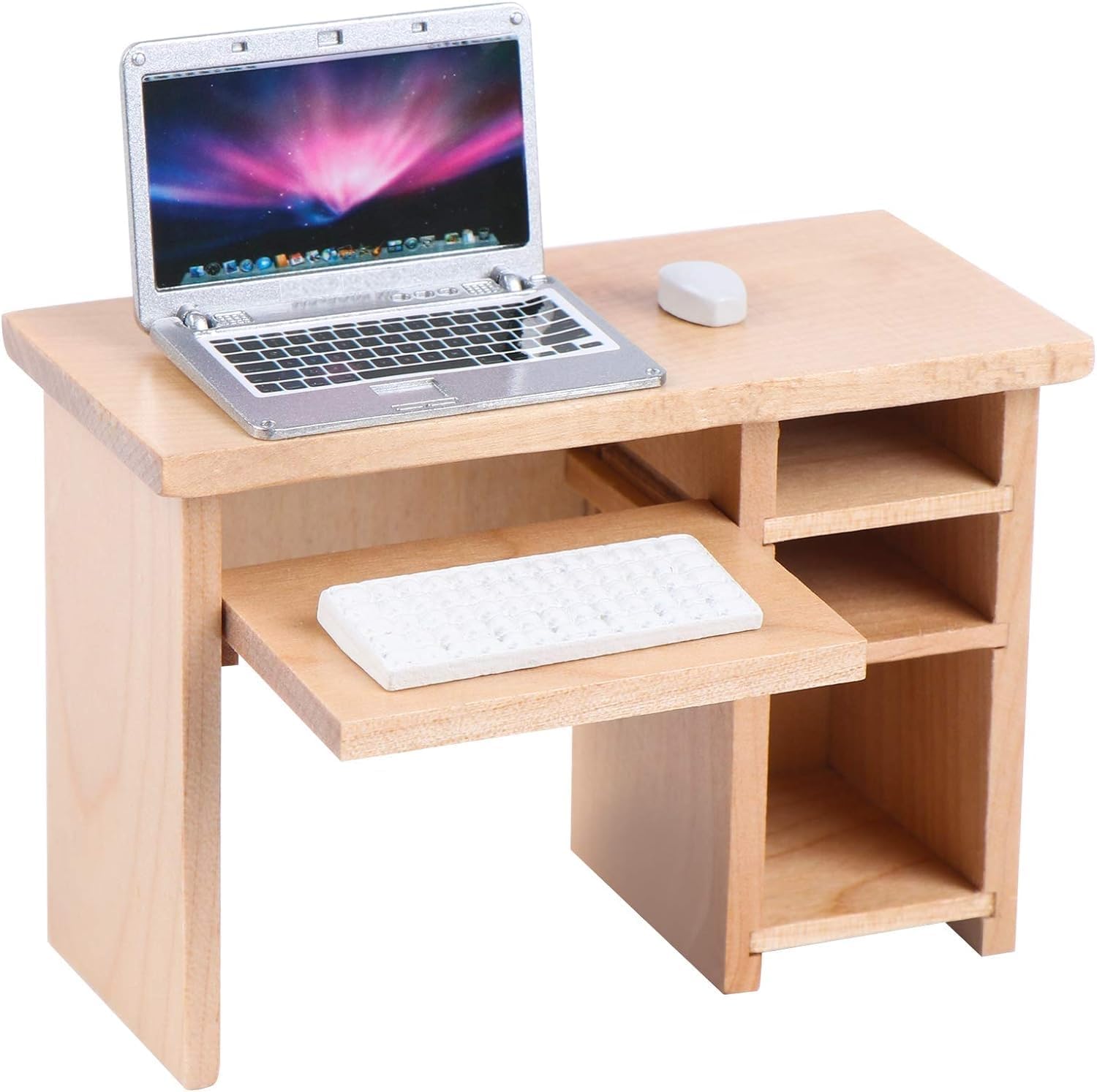 Dollhouse Miniature Laptop Computer and Office Table Doll House Simulation Notebook Accessories for Doll 1/6 1/12 Miniatures Pre