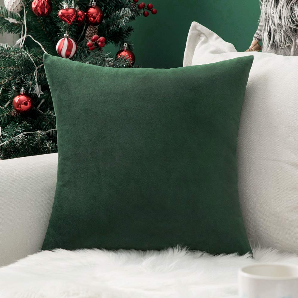 Miulee Christmas Velvet Soft Soild Decorative Square Throw Pillow Cover Cushion Case For Sofa Bedroom Car 18 X 18 Inch 45 X 45 Cm