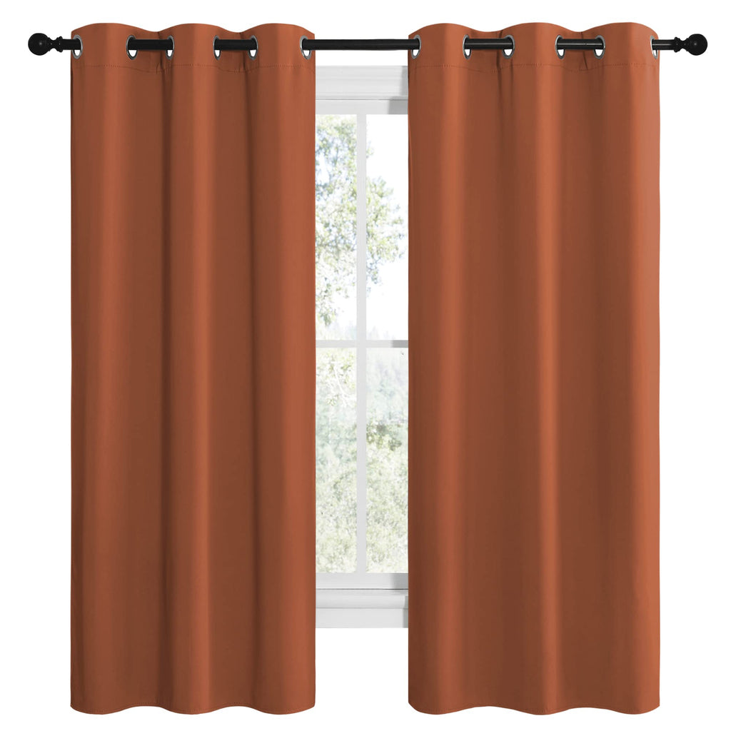 Nicetown Bedroom Halloween Blackout Curtains 68 Inches Long, Privacy And Thermal Insulated Blackout Drapes For Windows (Burnt Or