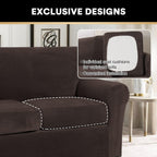 4 Pieces Sofa Covers Stretch Velvet Couch Covers For 3 Cushion Sofa Slipcovers Soft Sofa Slip Covers Furniture Covers With 3 Individual Seat Cushion Covers, Machine Washable (X-Large, Brown)