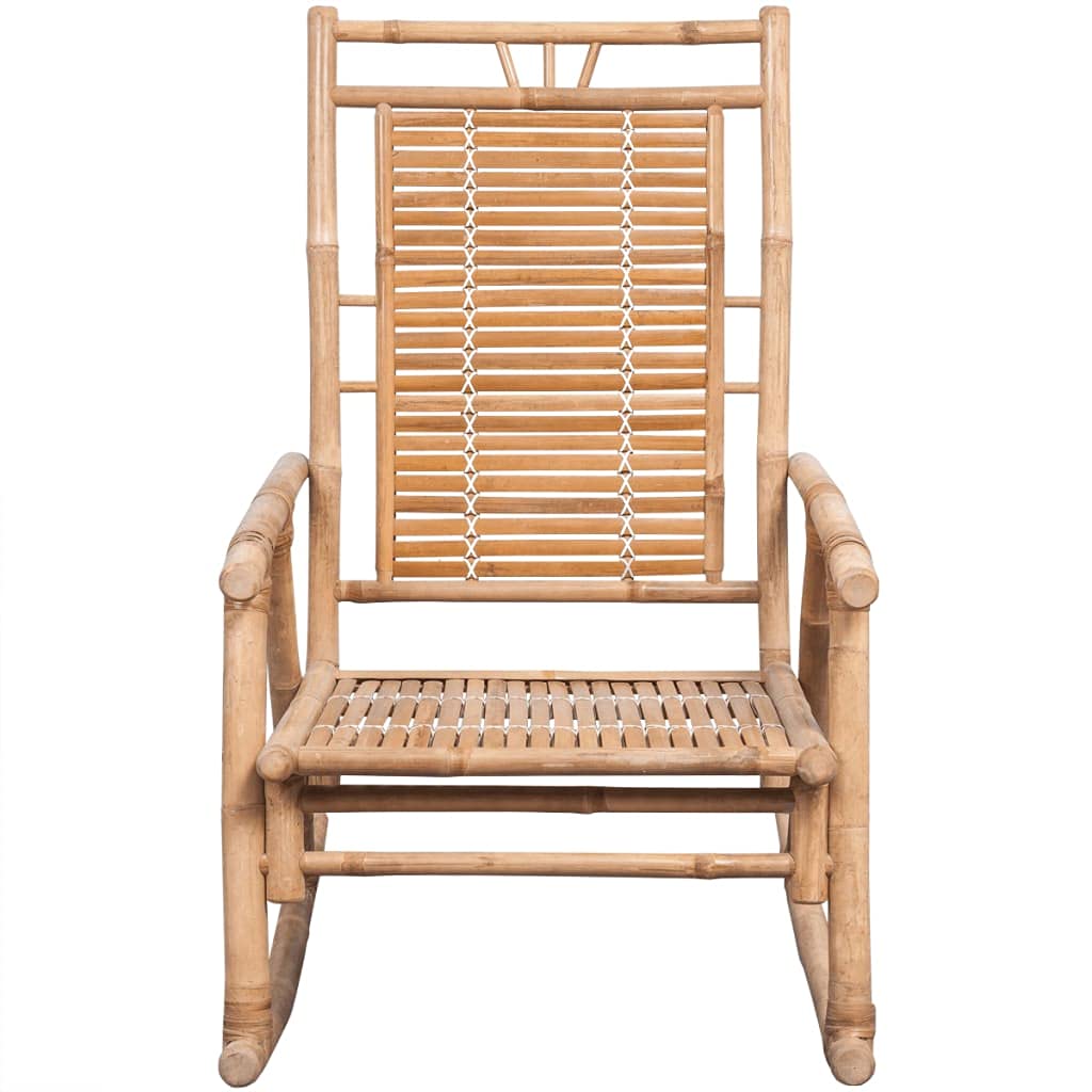vidaXL Rocking Chair with Cushion Garden Outdoor Patio Balcony Backyard Terrace Yard Porch Lounge Seating Home Furniture Seat Bamboo