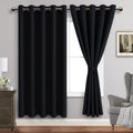 Jiuzhen Black Blackout Curtains With Tiebacks - Thermal Insulated, Light Blocking And Noise Reducing Grommet Curtains For Bedroom And Living Room, Set Of 2 Window Curtain Panels, 60 X 72 Inch Length