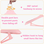 Dedu Suit Hangers For Men 10 Pack, Extra Wide Hangers Non Slip Width 17.7'', Pink Coat Hangers Thick Plastic With Pants Bar 360