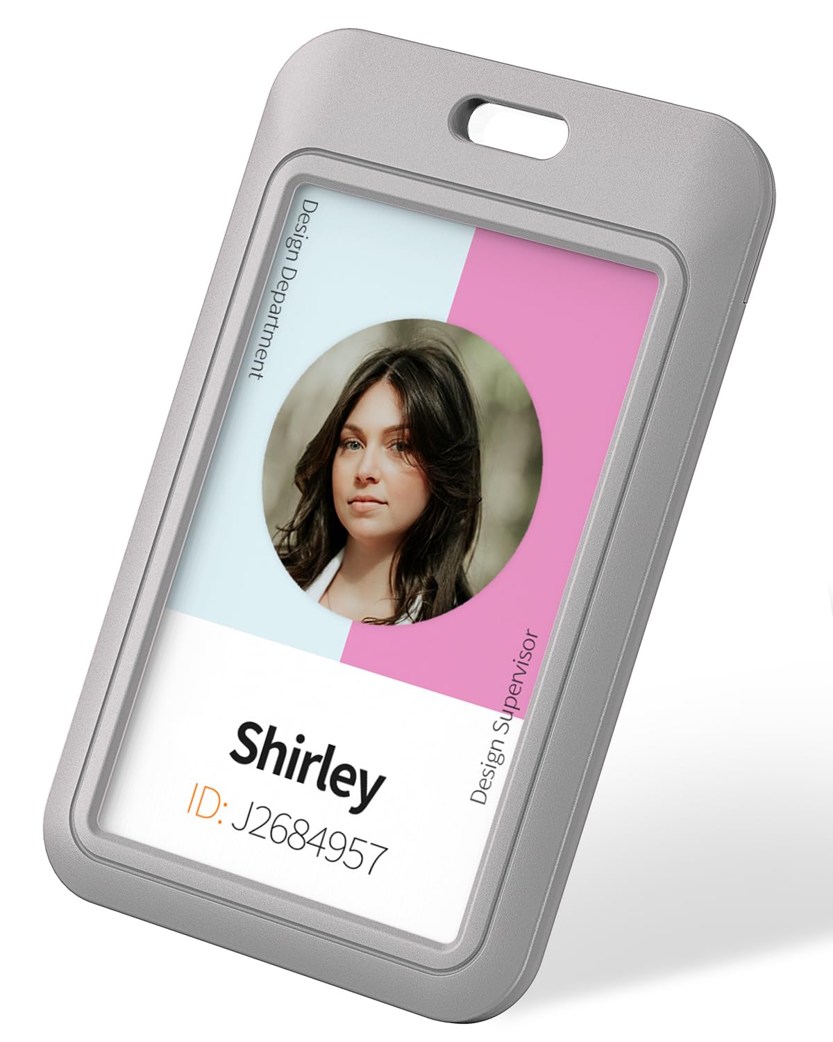 Uniclife 1 Pack Sliding Id Badge Holder Vertical Hard Plastic Case With Clear Window Grey Card Protector Pouch For Office School