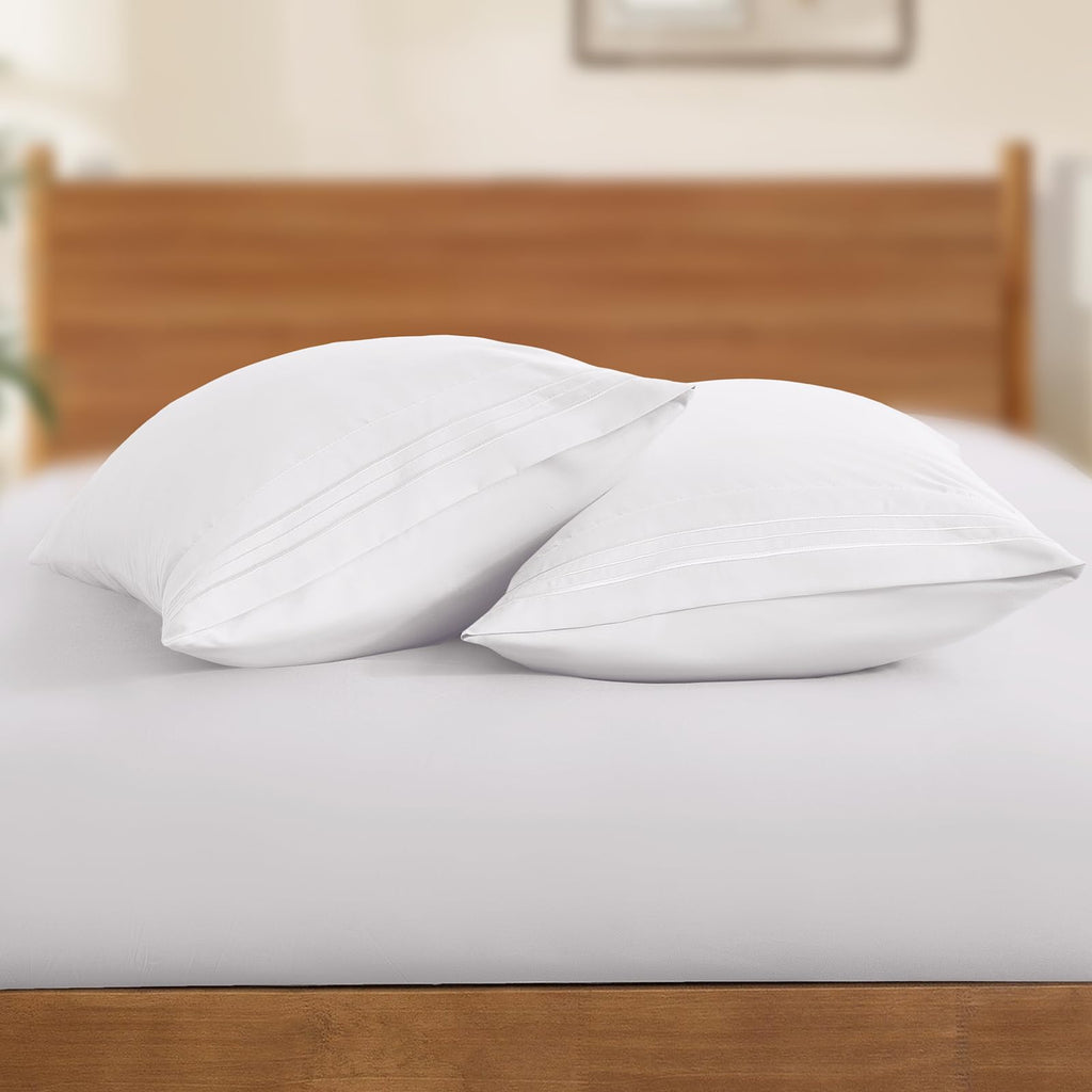 Horbaunal 2 Pack Microfiber Pillowcases Standard Size White Bed Pillow Cases With Envelope Closure, 1800 Thread Count Soft & Shr