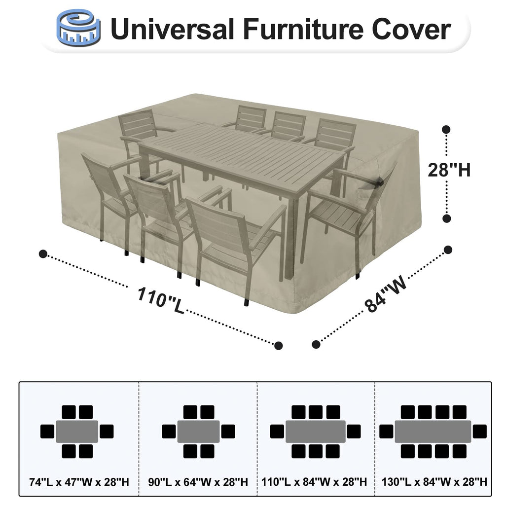 Outdoorlines Outdoor Waterproof Patio Table Furniture Set Covers - Rectangle Couch Sectional Cover Outside Weatherproof Patio Furniture Covering For Deck, Lawn And Backyard 110'L X 84'W X 28'H, Camel