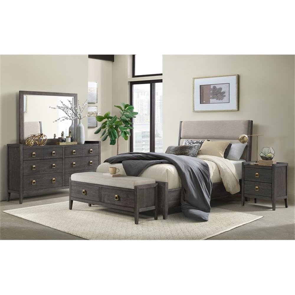 Intercon Portia 58" Wide Bedroom Storage Bench, Brushed Brindle