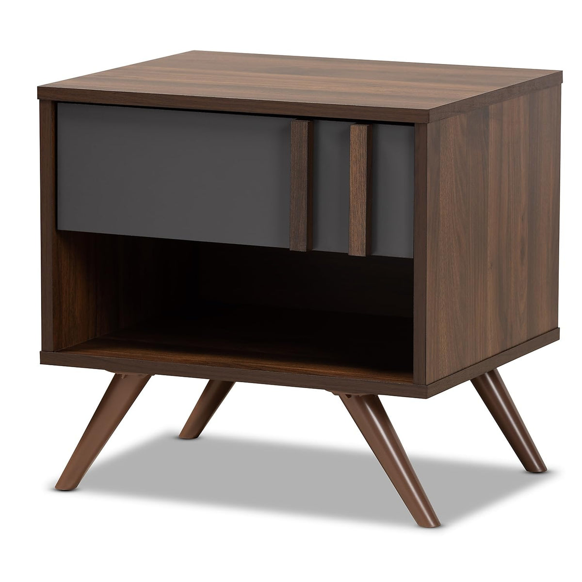 Baxton Studio Naoki 18.5Inch High 1Drawer Nightstand, Grey And Walnut (16810757Hit)
