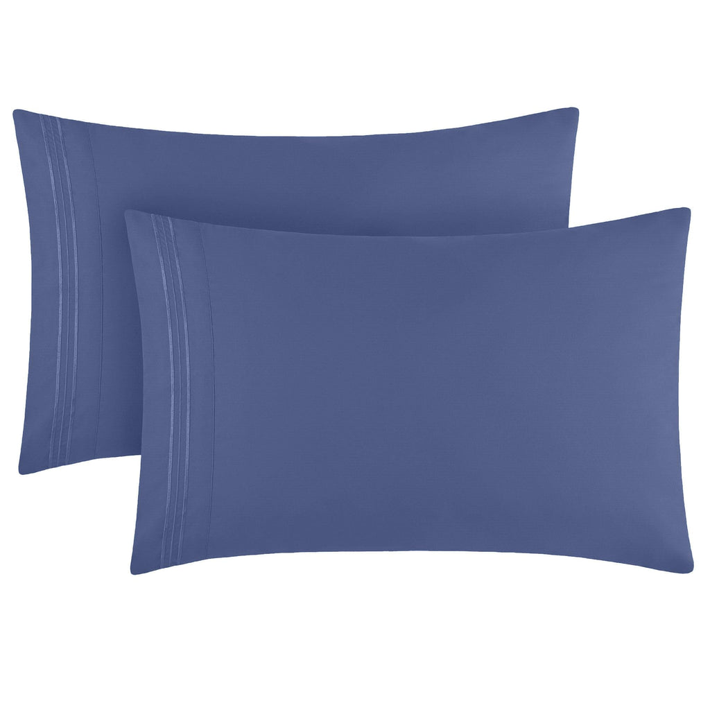 Mellanni Pillow Cases - 2 Pc Iconic Collection Pillowcases - Luxury, Extra Soft, Cooling Pillow Covers - Envelope Closure (Standard/Queen 20' X 30', Blue Nova)