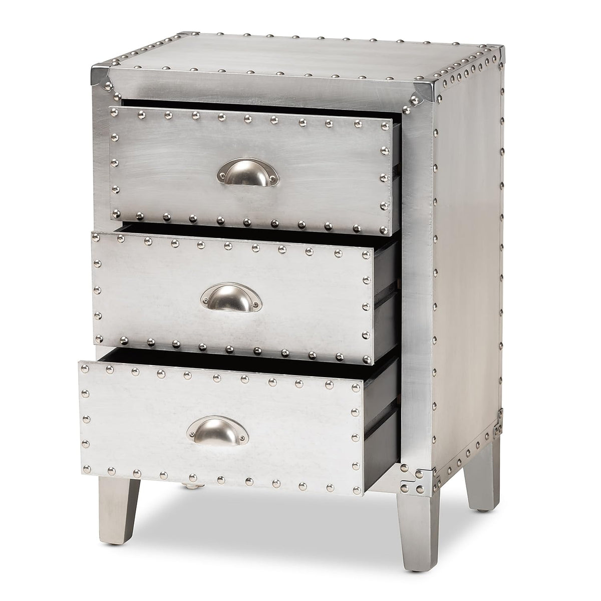Baxton Studio Claude 17.72-inch W x 13.78-inch D End Table, Silver (160-10250-HiT)