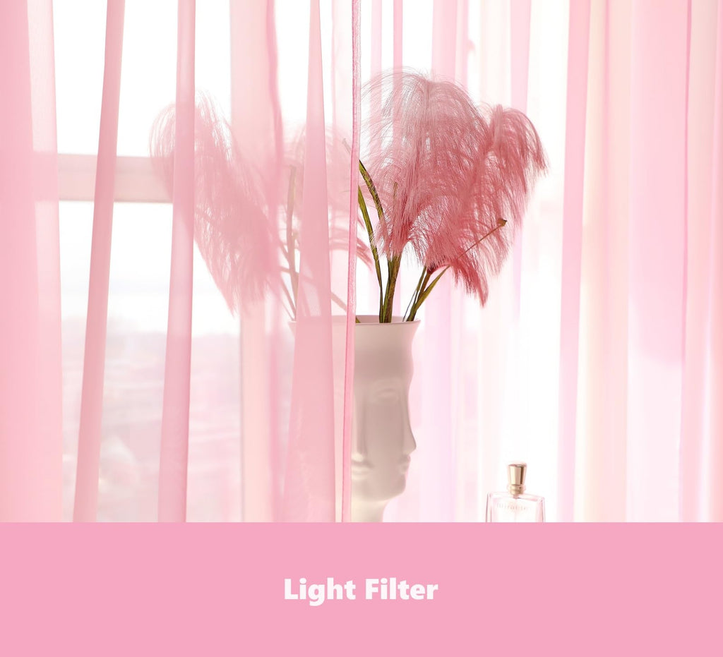 Pi Sheer Curtain 108 Inches Long,Light Window Drapery Soft Airy Voile With Rod Pocket For Living Room/Bedroom/Patio Door/Sliding Glass Door 2 Panels(W42Xl108-2Pc,Bright Pink)