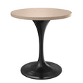 27 Round Dining Table, Black Base with Light Natural Wood MDF Top