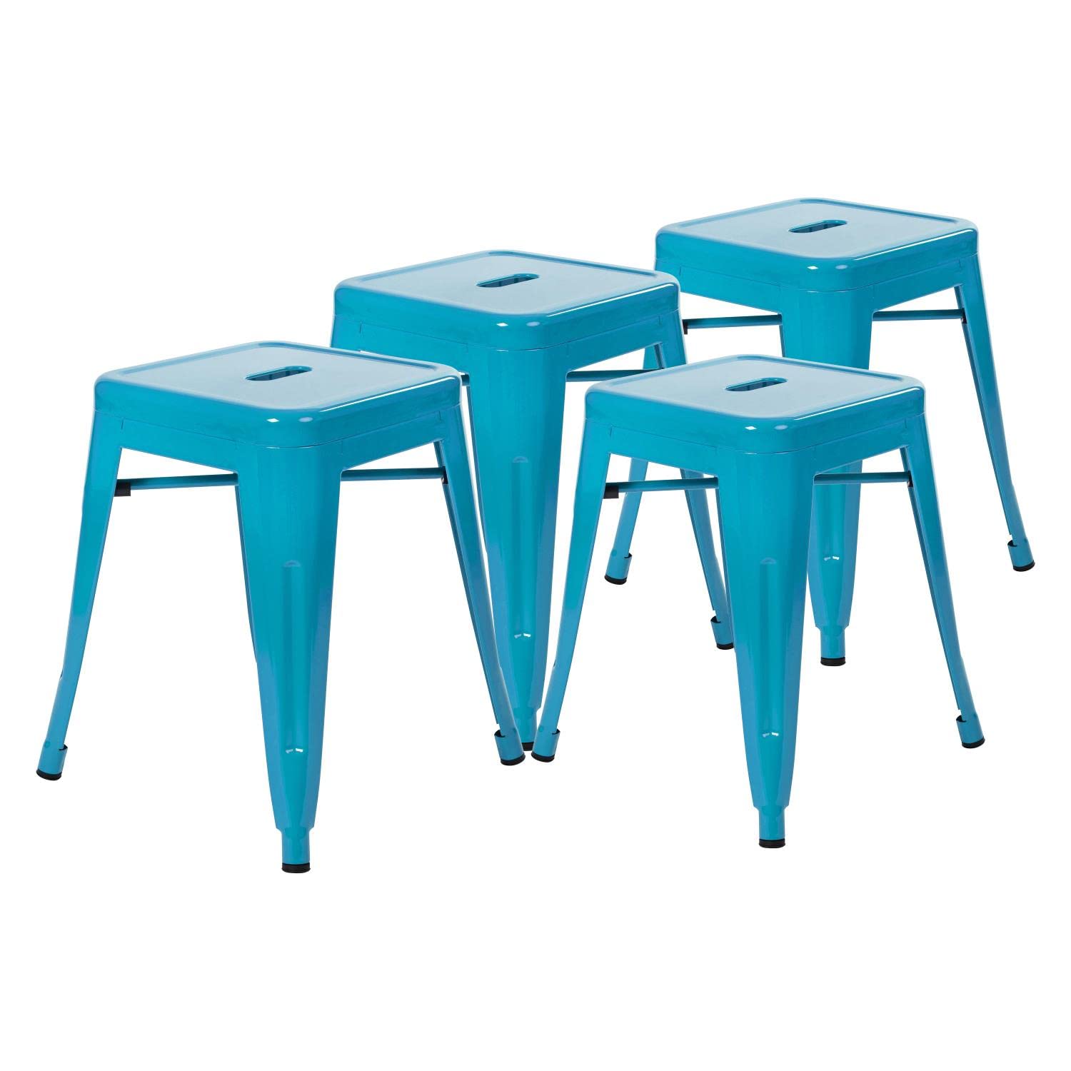 Flash Furniture Metal Dining Table Height Stool - Backless Teal Kai Commercial Grade Stool - 18 Inch Stackable Dining Chair - Se
