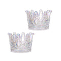 Crystal Glass Candle Holder Set of 2 Crown Shaped Makeup Sponge Beauty Egg Storage Rack Jewelry Watch Nail Art Dappen Dish Weddi