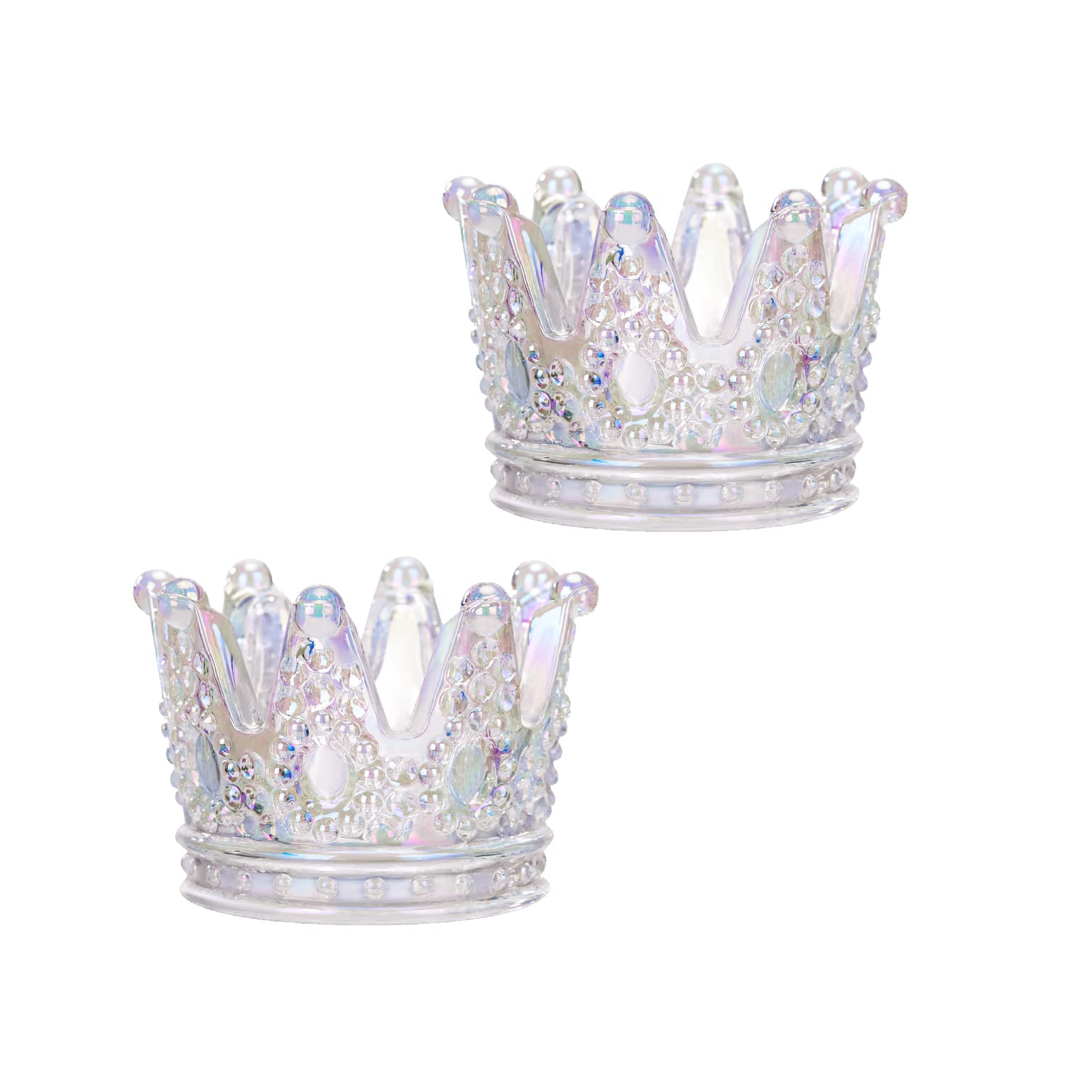 Crystal Glass Candle Holder Set of 2 Crown Shaped Makeup Sponge Beauty Egg Storage Rack Jewelry Watch Nail Art Dappen Dish Weddi