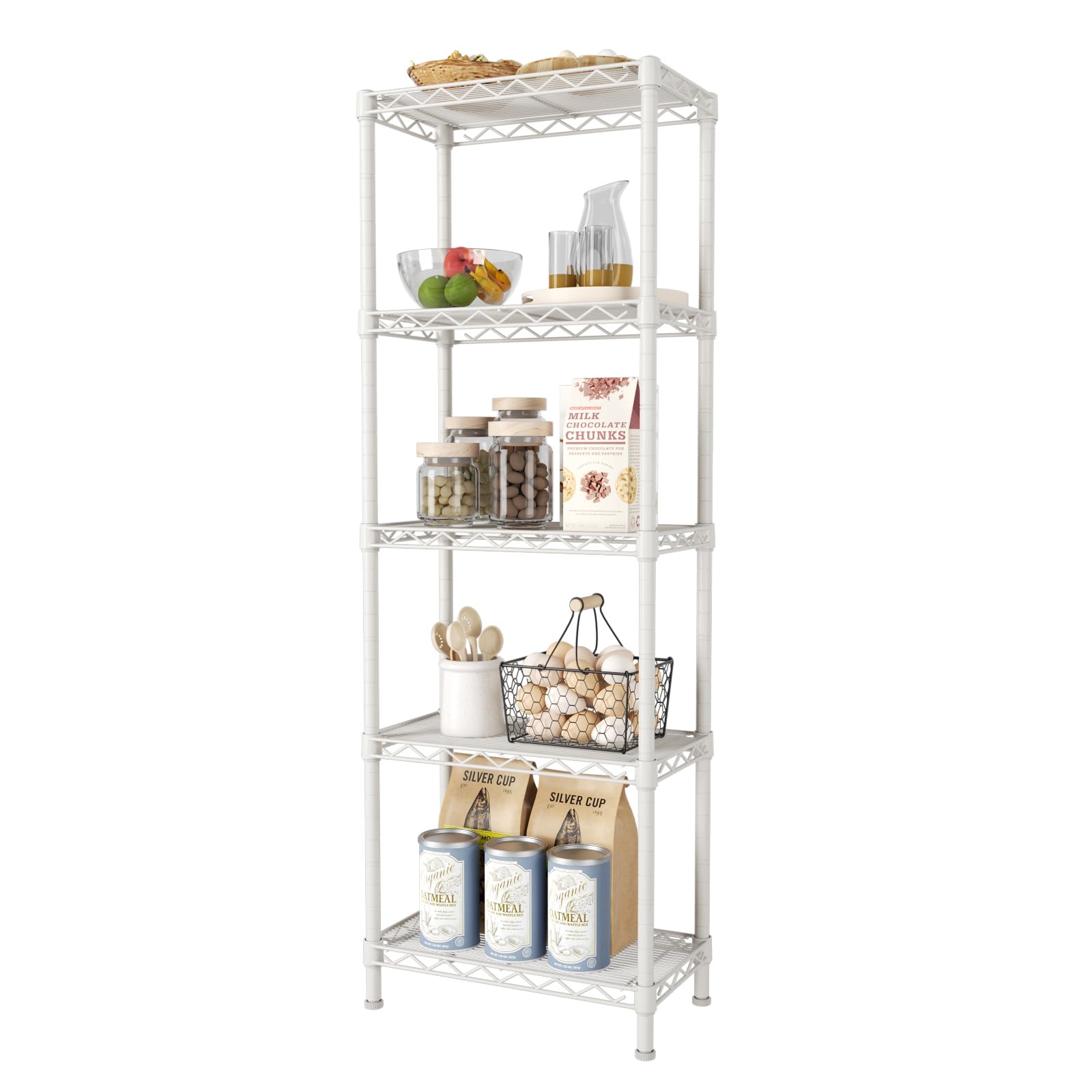 SINGAYE 5 Shelves Storage Shelf Wire Closet Bathroom Organizers Metal Pantry Kitchen Small Garage Shelving Unit Laundry Room Org
