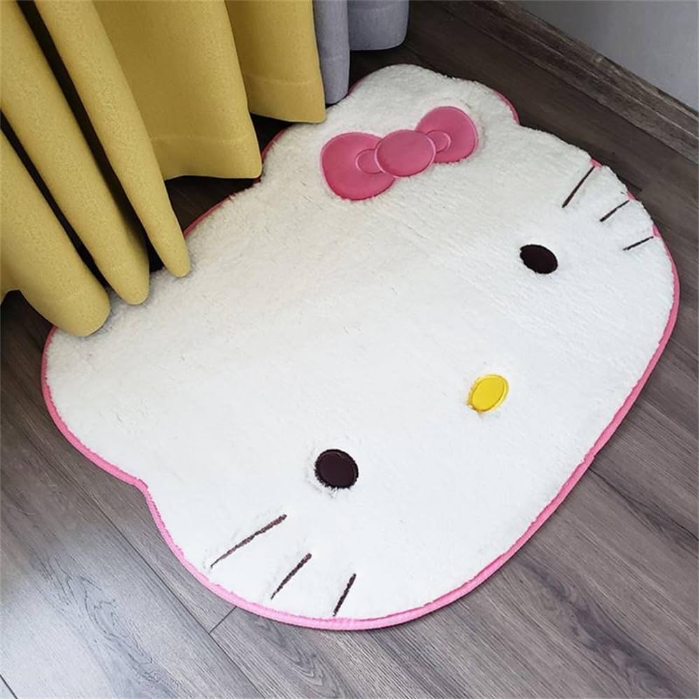SOFPRO Area Rugs Kawaii Carpet Super Soft Area Rugs Cute Cartoon Kitten Face Pattern Bedroom Mats