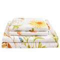 Jsd Yellow Floral Printed Sheet Set King Size, 4 Piece Soft Botanical Microfiber Bedding Sheets Extra Deep Pocket