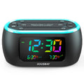 HOUSBAY 3 in 1 Alarm Clock for Bedrooms- Clock Radio & Night Light, Rainbow Digit, Dual Alarm, Small Radio Alarm Clock for Kids,