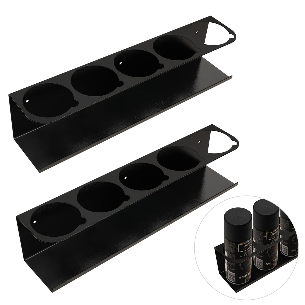 Touri 2 Pack Five Cans Wall-Mounted Steel Aerosol Spray Can Holder Rack Organizer For Garage And Workspace