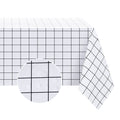 Romanstile Square Vinyl Pvc Tablecloth, 100% Waterproof Buffalo Plaid Plastic Table Cloth, Oil Proof Heavy Duty Wipeable Table Covers For Dining, Picnic, Outdoor - 54 X 54 Inch, White Buffalo Plaid