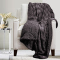 The Connecticut Home Company Throw Blanket, Soft Plush Reversible Faux Fur And Sherpa, Queen 90X90, Warm Thick Throws For Bed, Comfy Washable Bedding Accent Blankets For Sofa Couch Chair, Gray