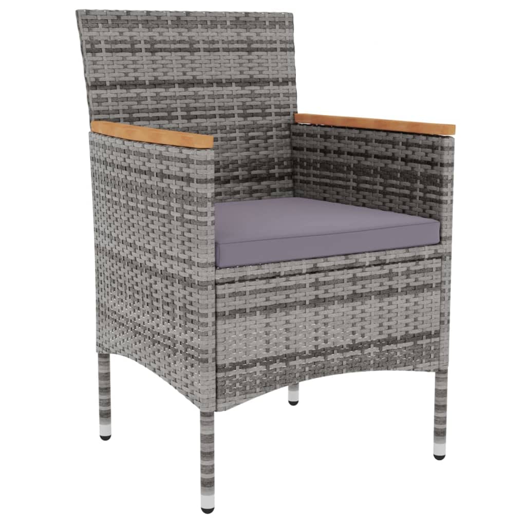 vidaXL 3 Piece Patio Dining Set Poly Rattan Conversation Set - Gray & Brown with Dark Gray Cushions - Ergonomic Design for Garden & Outdoor **Dining**