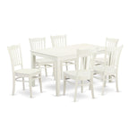 East West Furniture Cagr7-Lwh-W 7 Piece Dining Room Furniture Set Consist Of A Rectangle Dining Table And 6 Wood Seat Chairs, 36X60 Inch, Linen White