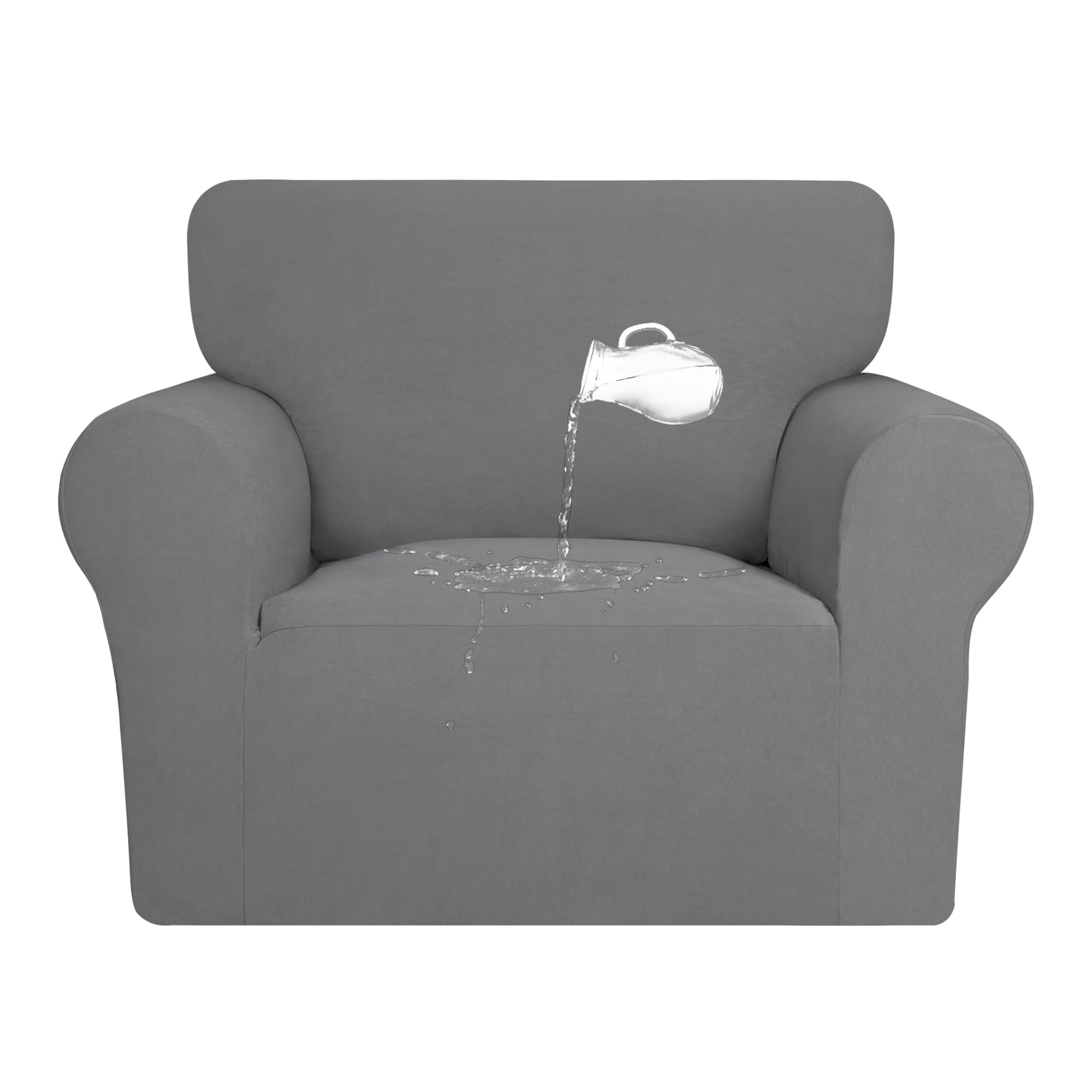 Purefit 100% Dual Waterproof Couch Cover Slipcovers For Couches And Sofas - Stretch Non Slip Fleece Sofa Covers Washable, Leakproof Furniture Protector For Kids, Pets, Dog (Chair, Light Gray)