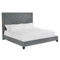 The Urban Port Queen Bed with Fabric Upholstery and Channel Tufted Headboard, Charcoal Gray