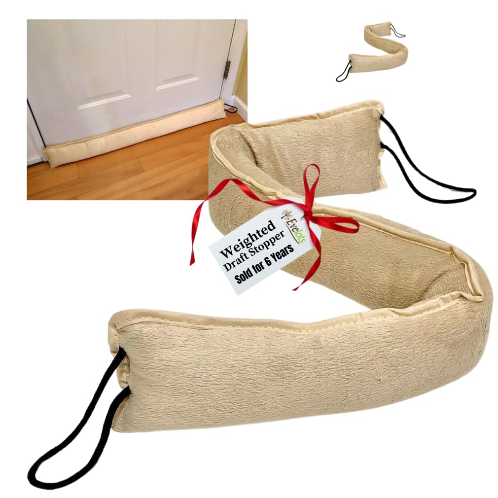 Evelots Draft Stopper - Weighted Bottom Door Wind Protector - 2 Pack - Block Cold Air, Hot Air, Noise, Dust from Under Door and 