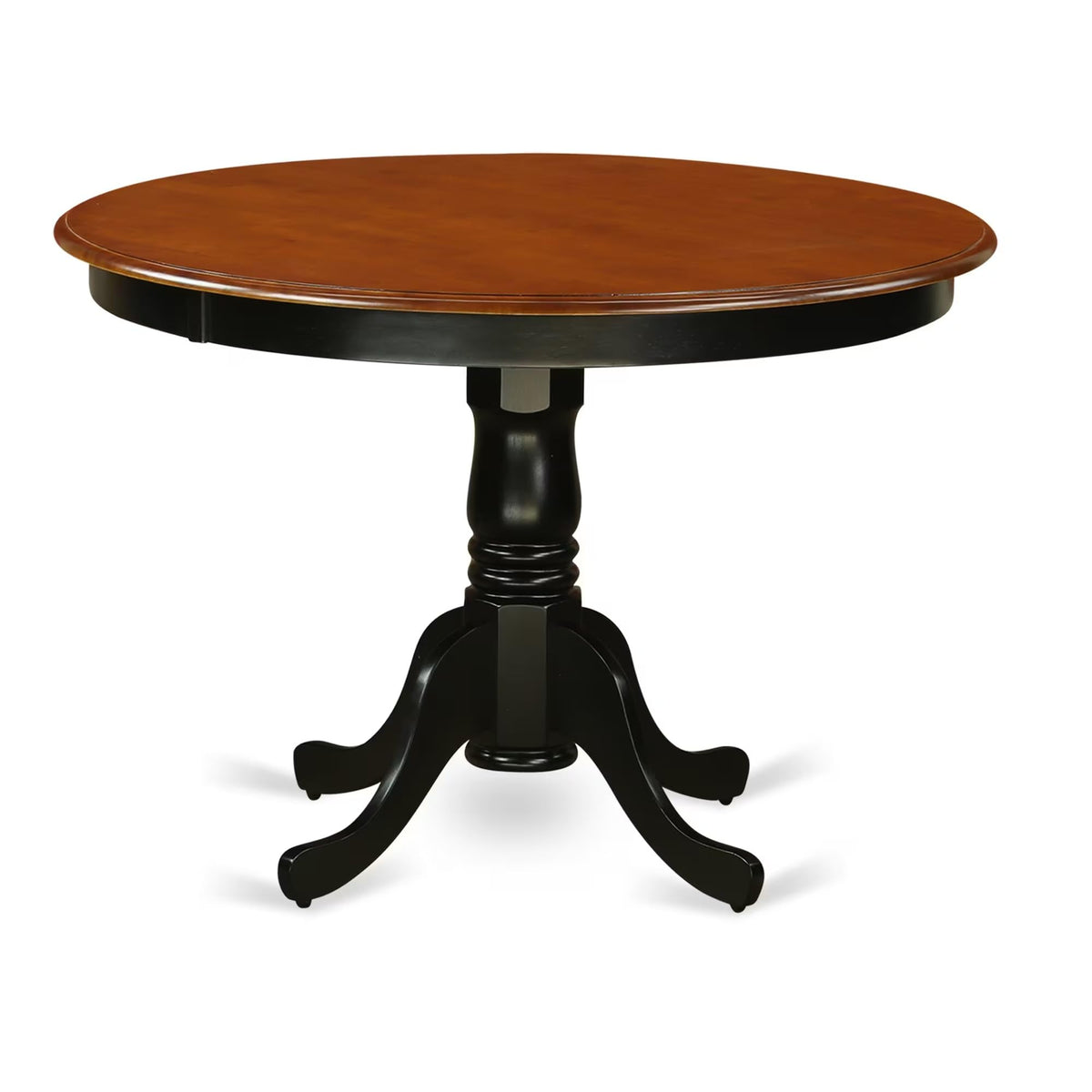 East West Furniture HLAV3-BCH-LC 3 Piece Dinette Set for Small Spaces Contains a Round Dining Table with Pedestal and 2 Faux Leather Dining Room Chairs, 42x42 Inch, Black & Cherry