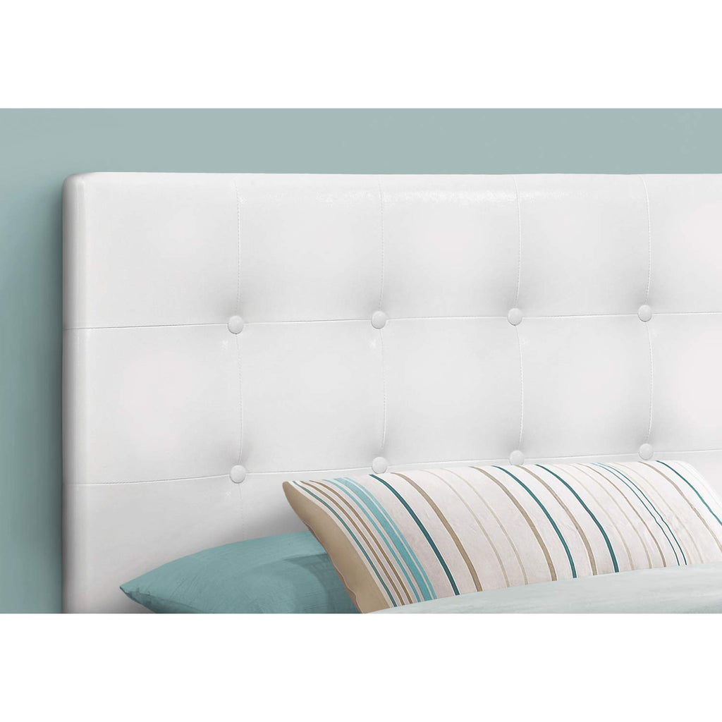 Monarch Specialties I 6002T Bed, Headboard Only, Twin Size, Bedroom, Upholstered, Pu Leather Look, White, Transitional