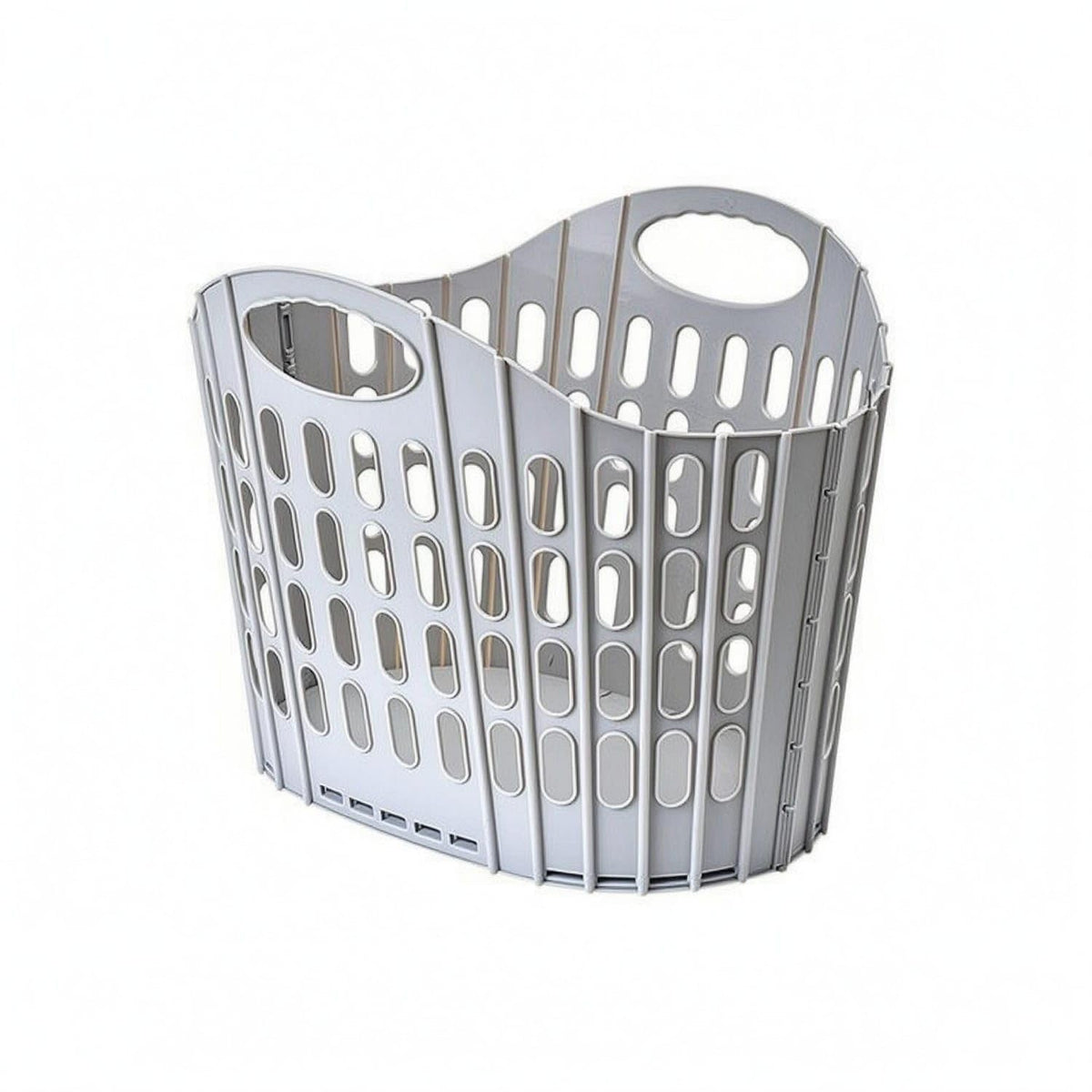 MERISHOPP Perforated Foldable Laundry Basket OpenTop Collapsible Laundry Hamper Oval Handles, Gray, Xs