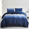 Luxlovery Blue Gradient Velvet Comforter Queen Fluffy Plush Flannel Bedding Set Queen Size Men Women Army Blue White Sherpa Micr