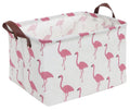 CLOCOR Rectangular Flamingo Storage Basket,Collapsible Cute Pattern Storage Bin,Waterproof Coating Storage Box with Handles,Gift
