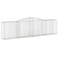 vidaXL Galvanized Iron Arched Gabion Basket - 157.5x19.7x39.4/47.2 - Decorative Sound-Insulating Garden Barrier - Stable Wire St
