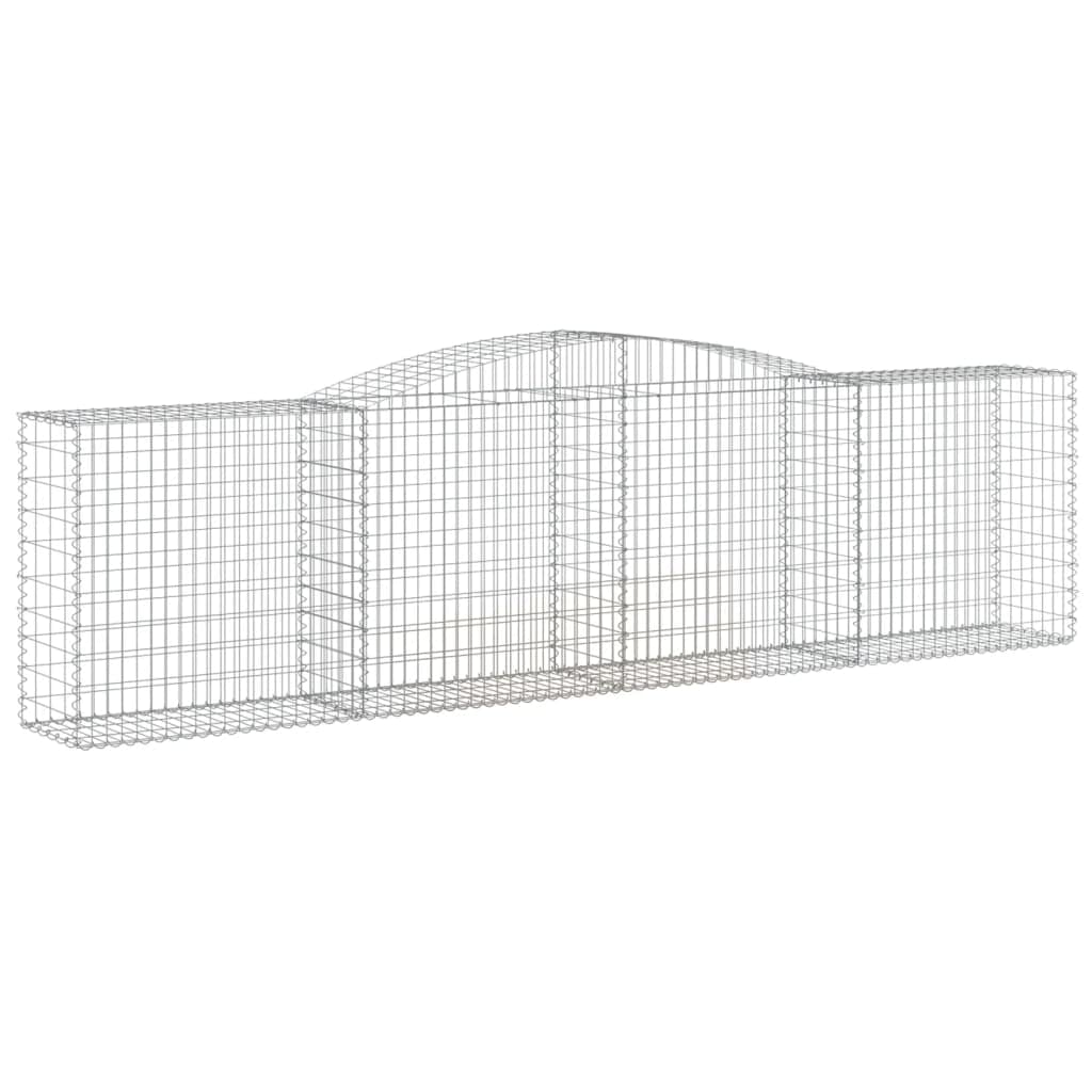 vidaXL Galvanized Iron Arched Gabion Basket - 157.5x19.7x39.4/47.2 - Decorative Sound-Insulating Garden Barrier - Stable Wire St