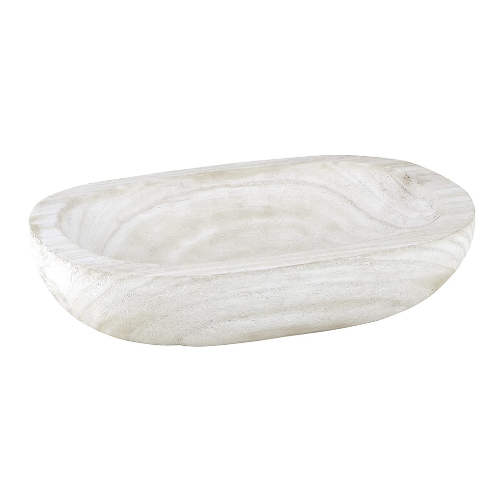 Santa Barbara Design Studio Table Sugar Paulownia Wood Bowl, 12.25-Inch Diameter, White