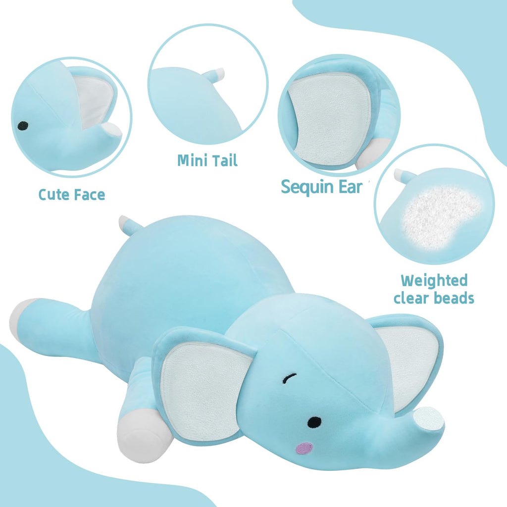 CSVBTRF Weighted Stuffed Elephant Plush Hugging Pillow, 4.2 lbs, 23", Grey Polyester