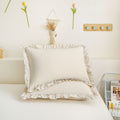 Beige Pillowcases Ruffled Pillow Shams Beige Grey Ruffle Standard/Queen Pillowcases Set Of 2 Shabby Chic Pillowcases 2 Pack (Que