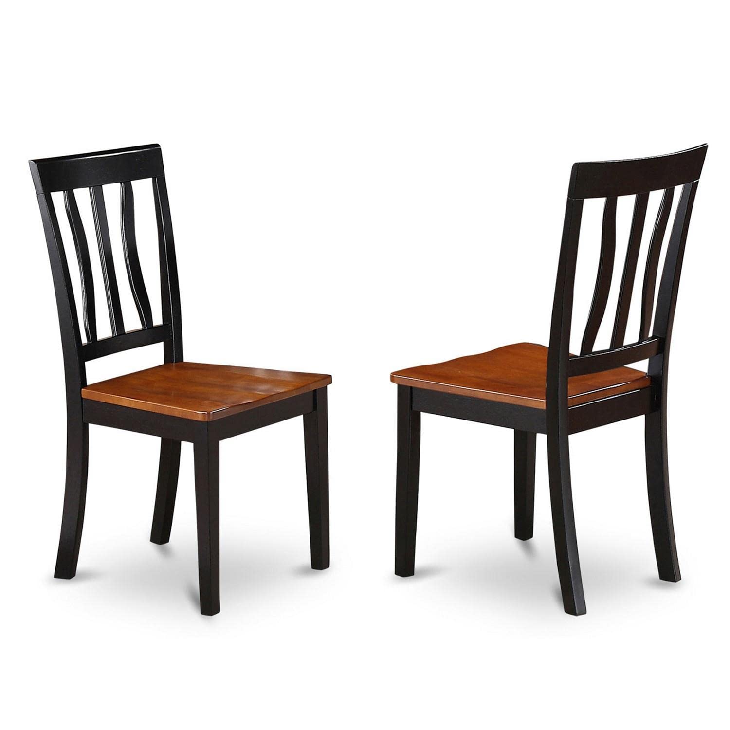 East West Furniture ANTI3-BLK-W 3 Piece Kitchen Table & Chairs Set Contains a Round Dining Room Table with Pedestal and 2 Solid Wood Seat Chairs, 36x36 Inch, Black & Cherry