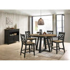 Harper Counter Stool with Lattice Back and 4 Legs, Brushed Brown & Pecan, Set of 2