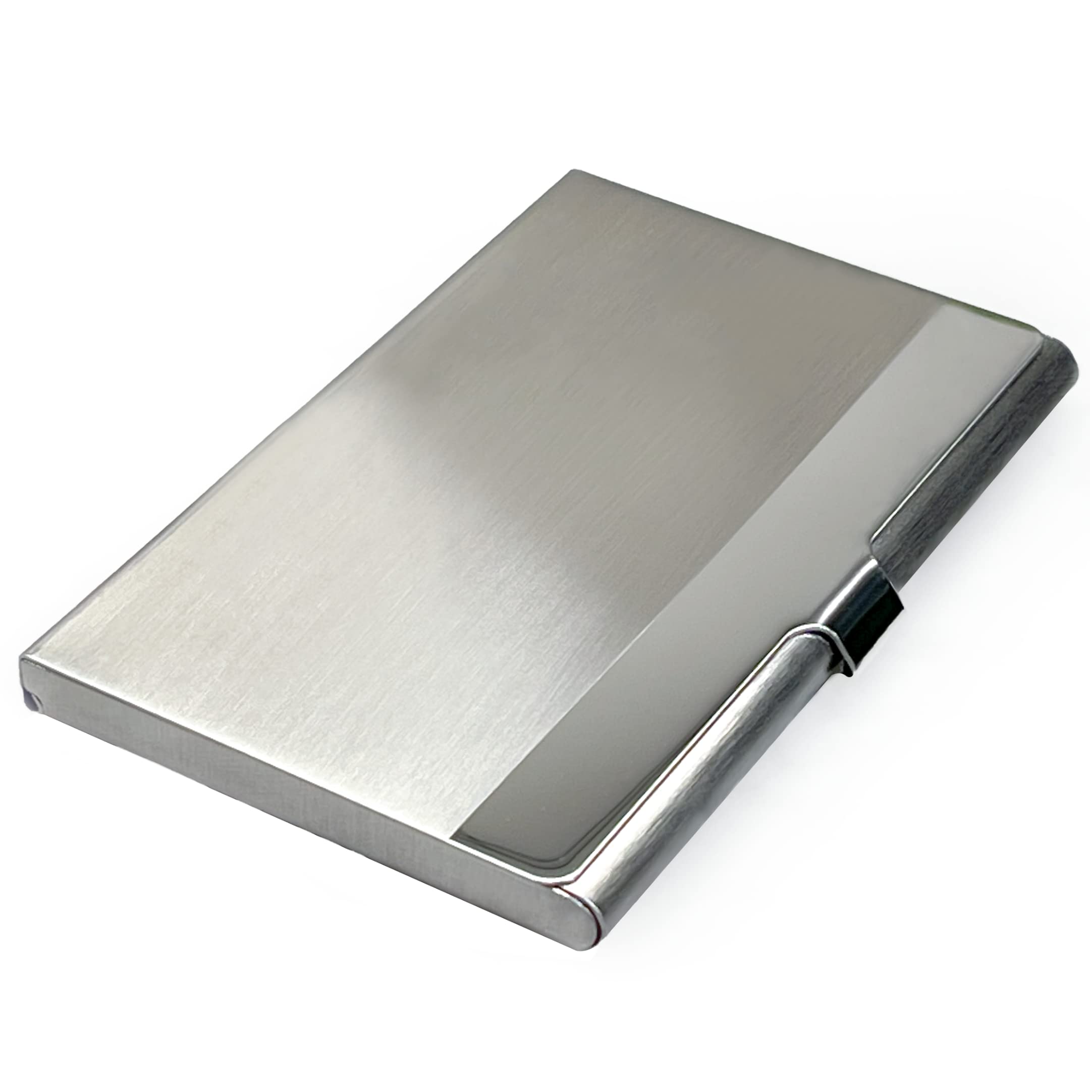 Sunplustrade Business Card Holder For Men And Women (Slim Minimalist Design Case, Stainless Steel Metal, Fits 18 Business Cards