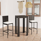 vidaXL Patio Bar Set 3 Piece, Bistro Set for Outdoor Porch Yard, Bar Stool with Cushions, Bistro Table, Farmhouse Modern Style, Poly Rattan Black